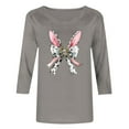 thumbnail image 6 of Fartey Plus Size 3/4 Sleeve Shirts for Women 2025 Trendy Easter T Shirts Cute Graphic Tees Slim Fit Summer Crew Neck Tunic Tops Dressy Casual Holiday Tshirt Gray S-5XL, 6 of 6