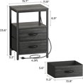 thumbnail image 6 of Nightstand with Charging Station, Side Table with Fabric Drawers, End Table with Open Shelf, Bedside Table with USB Ports and Outlets, Night Stand for Bedroom, Charcoal Black Wood Grain Print, 6 of 18