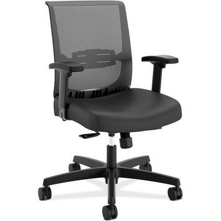 UPC: 0191734844036 | HON Convergence Task Chair Black Vinyl  Fabric  Foam Seat – Black Back – Black Frame – 5-star Base – 20  Seat Width x 17  Seat Depth – 26.9  Width x 27.5  Depth x 39.9  Height – 1 / Each