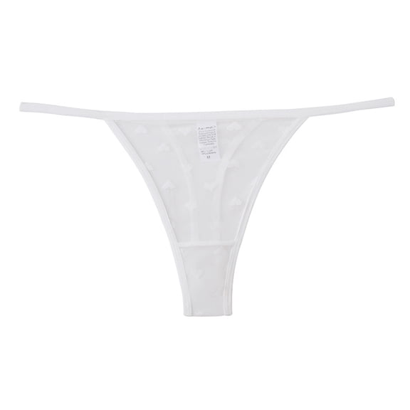 WULMLEO G String Thongs for Women, See Through Lace Underwear, Cheeky Low Rise T Back Tangas White S