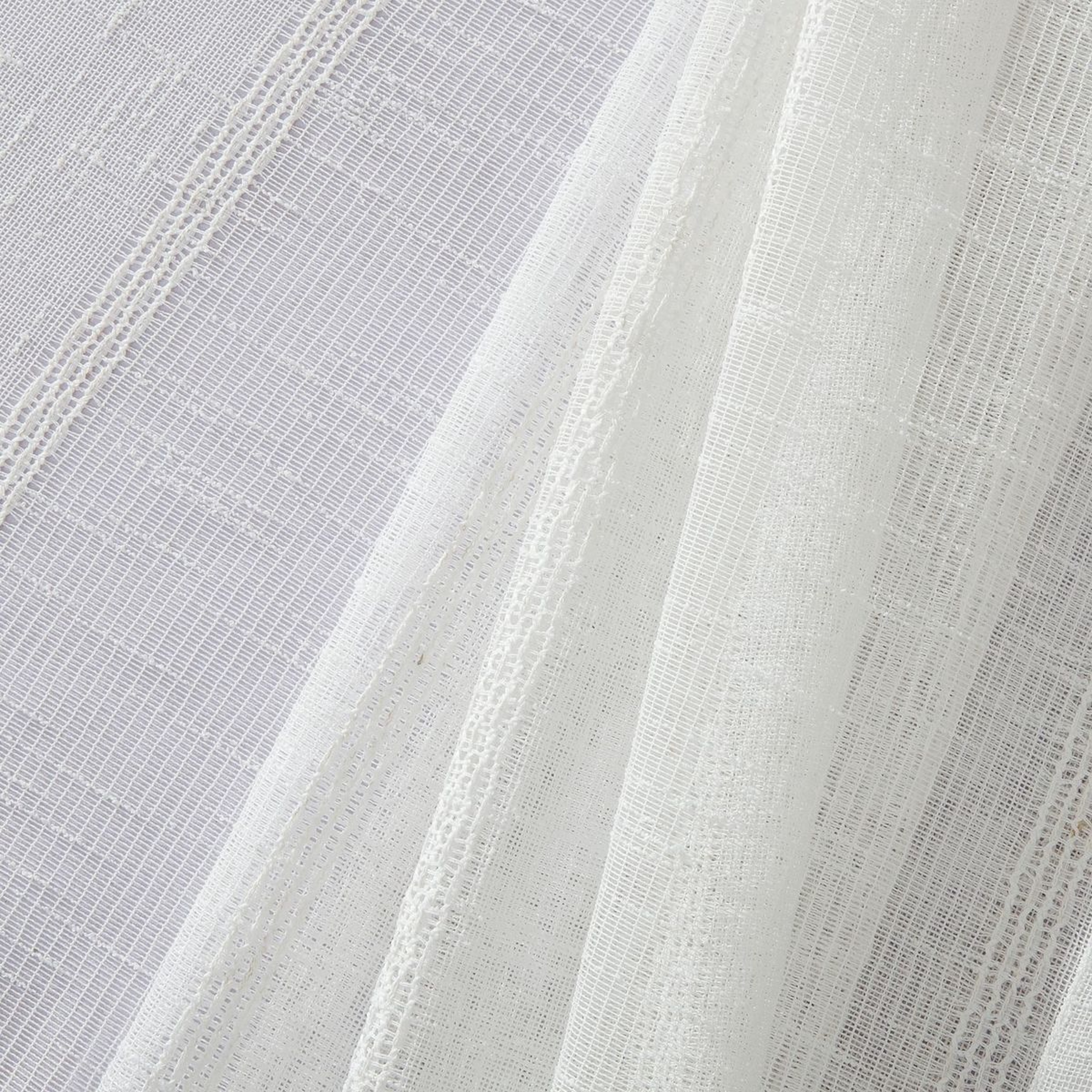 Dainty Home Megan 3D Linen Textured Linen Look Chenille Striped Designed Fabric Shower Curtain 70W x 72L in White