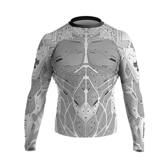 Raven Fightwear Men's Cybernetic Rash Guard MMA BJJ White
