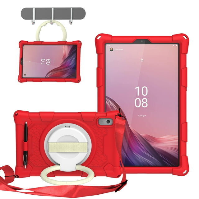 Housse Rotative à 360 Degrés pour Tablette Alldocube iPlay 50 Mini / iPlay 50 Mini Pro 8.4 Pouces Support en Silicone avec Anneau Rouge Sangle iPlay 50 Mini Pro