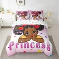 thumbnail image 2 of Black Twin Bed In A Bag 7 Pcs American African Princess Comforter Set With Sheets Cute Reversible Colorful Stars Bedding Kawaii Magical Bed Set Pink Black, 2 of 5