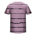 thumbnail image 4 of DeHolifer Mens T-shirts Plus Size Short Sleeve Strip Printed Crewneck T-shirts Loose Casual Holiday Pullover Tops Pink XL, 4 of 5