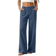 thumbnail image 3 of Women's Wide Leg Sweatpants Fashion Casual High Waist Loose Pocket Straight Solid Long Athletic Workout Pants, 3 of 6