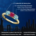 thumbnail image 2 of Gem Stone King 18K Yellow Gold Plated Silver Red Ruby and Blue Zircon Engagement Ring for Women | 2.25 Cttw | Round 5MM | Gemstone July Birthstone | Size 6, 2 of 6