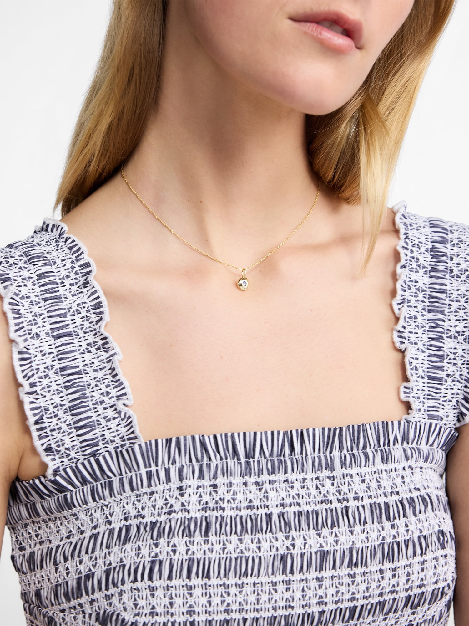 Free Assembly Women's Demi Fine 14K Gold Plated Crystal September Birthstone Necklace, 16" + 2" Extender