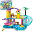 thumbnail image 1 of Dream Girls Friends Juego de construcción de casa de playa, 380 piezas, villa de playa junto al mar, casa de piscina con tobogán, juguetes de construcción, sala de fiestas de vacaciones de verano, kit, 1 of 5