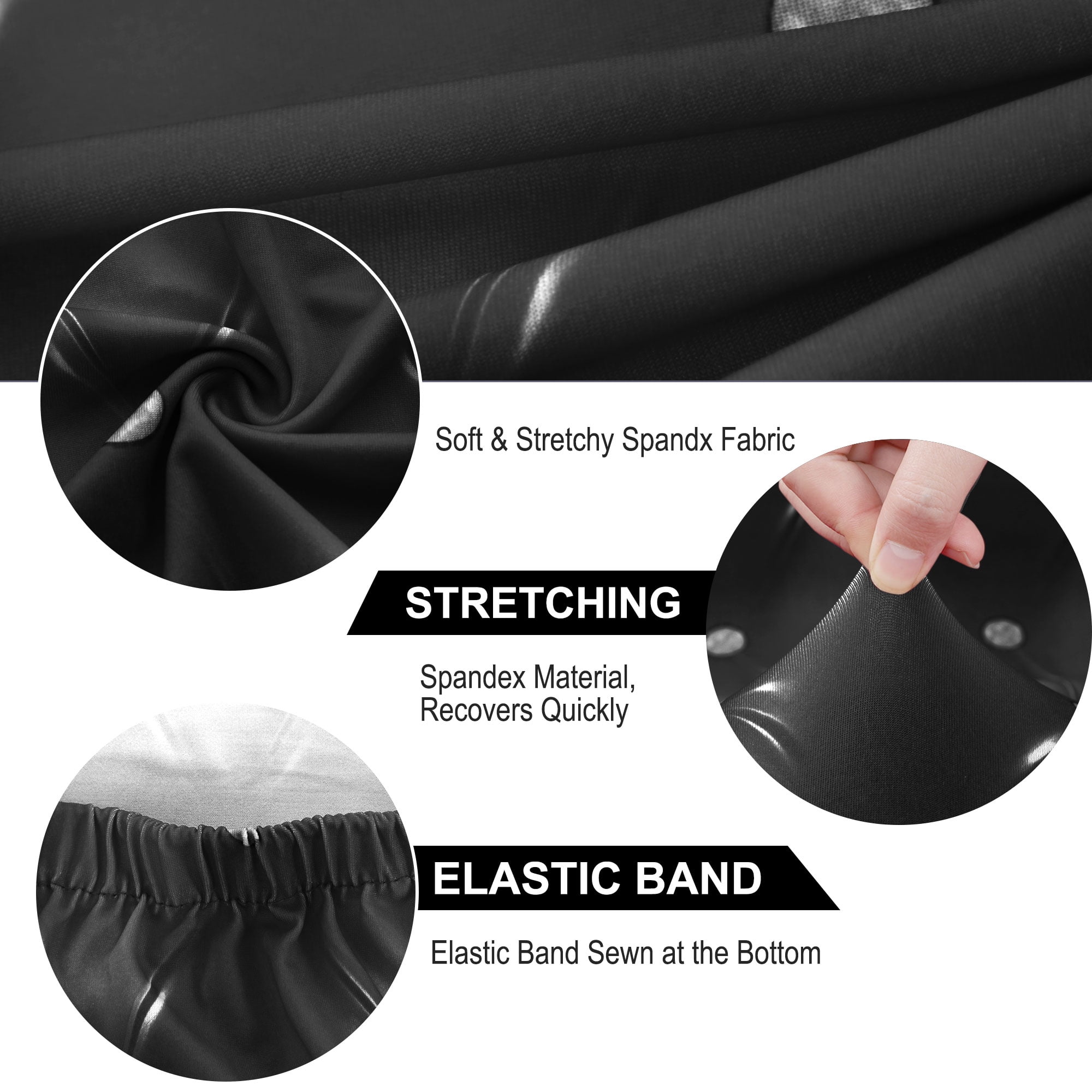 Unique Bargains Stretch Washable Chair Cover for Dining Room Slipcovers Black