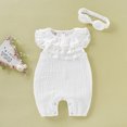 thumbnail image 2 of KTMKH Baby Kid Girls Solid Sleeveless Jumpsuit Romper Headband Clothes Outfits For 6-12 Months, 2 of 5