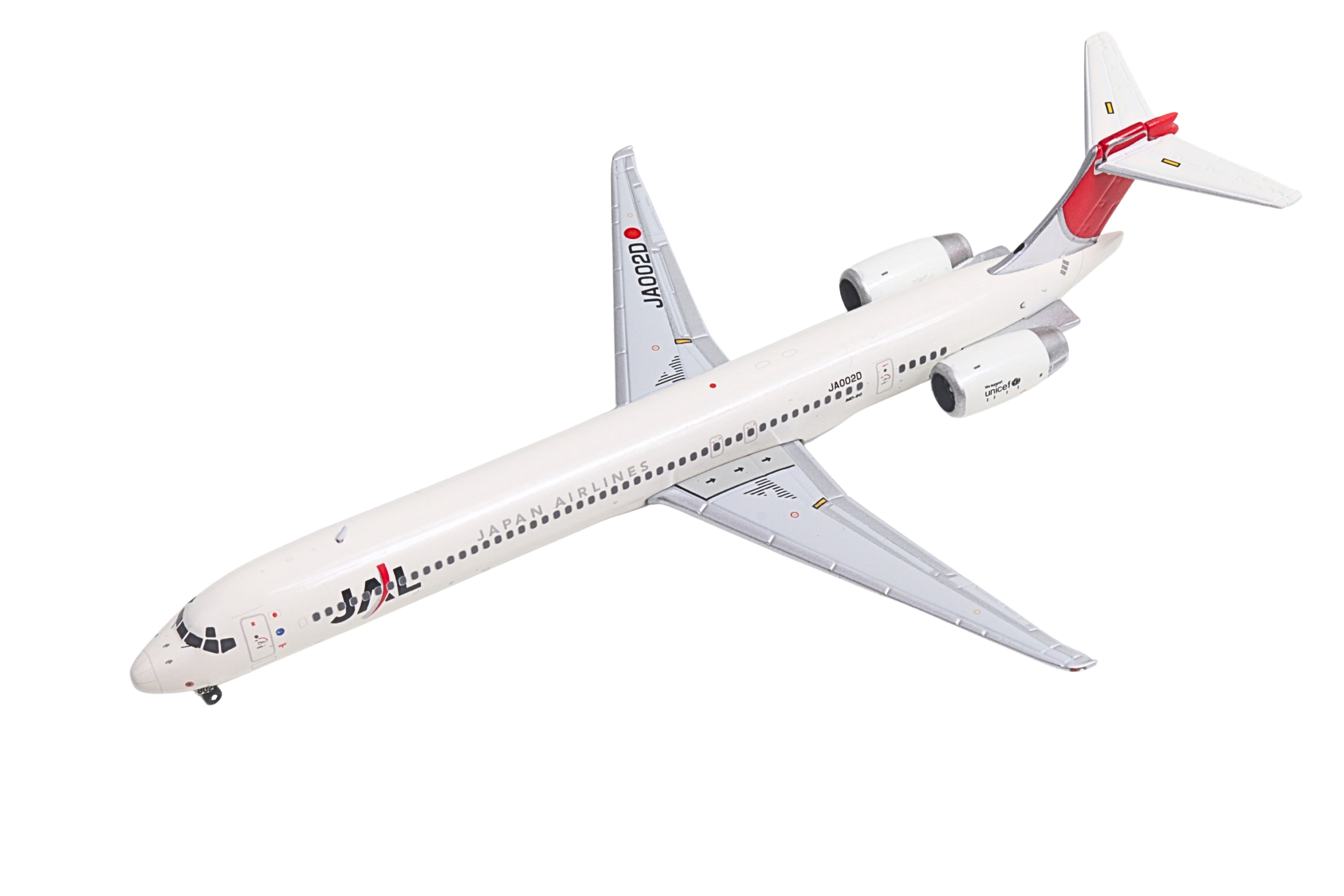 McDonnell Douglas MD-90 Commercial Aircraft "Japan Airines" (JA002D) White with Red Tail 1/400 Diecast Model by GeminiJets
