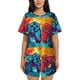 thumbnail image 1 of Balery Gaming Conjunto de Pijama para Mujer con Estampado, Dos Piezas de Manga Corta y Shorts, Ropa de Dormir Suave con Cuello Redondo y Bolsillos-Medium, 1 of 6