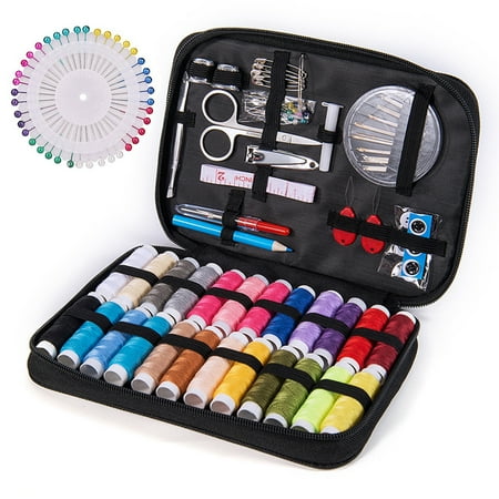 DIY Sewing Supplies with Case Threads Scissors Thimble Portable Mini Sewing Kit for Beginner Traveler and Emergency Clothing Fixes
