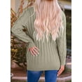 thumbnail image 4 of Women'S 2025 Fall Long Sleeve Cable Knit Sweater Open Front Cardigan Button Loose Outerwear Light Army Green L, 4 of 8