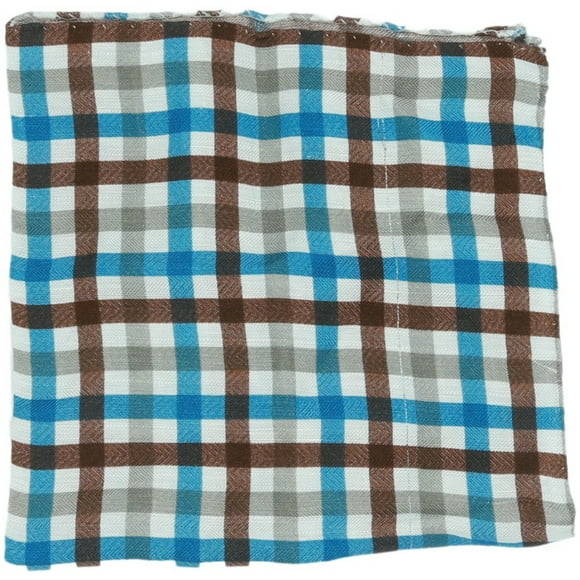 Altea Milano Men's Blue / Brown Beige Plaid Pocket Square - One Size