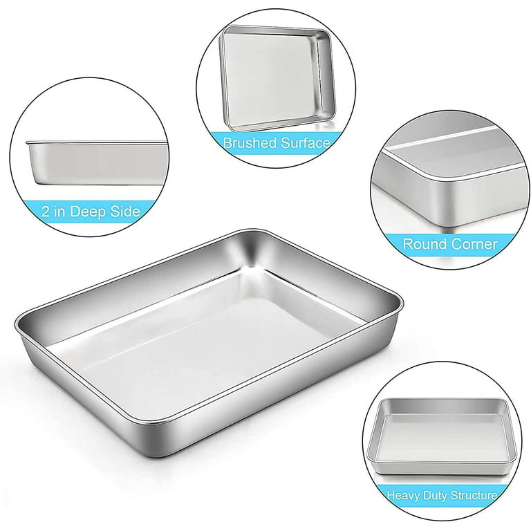 Sheet Pan,Cookie Sheet,Hotel Pan,Heavy Duty Stainless Steel Baking Pans,Toaster  Oven Pan,Jelly Roll Pan,Barbeque Grill Pan,Deep Edge,Superior Mirror  Finish, Dishwasher Safe by Casewin 