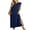 02-Navy Blue, variant on Women Summer Round Neck Casual Loose Split Wrinkle-Free Long Maxi Vacation Dress with Pockets Black L