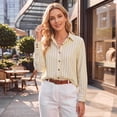 thumbnail image 2 of Womens Striped Button Down Shirts Casual Long Sleeve Collared Blouse Loose Fit Work Office Tops, 2 of 9