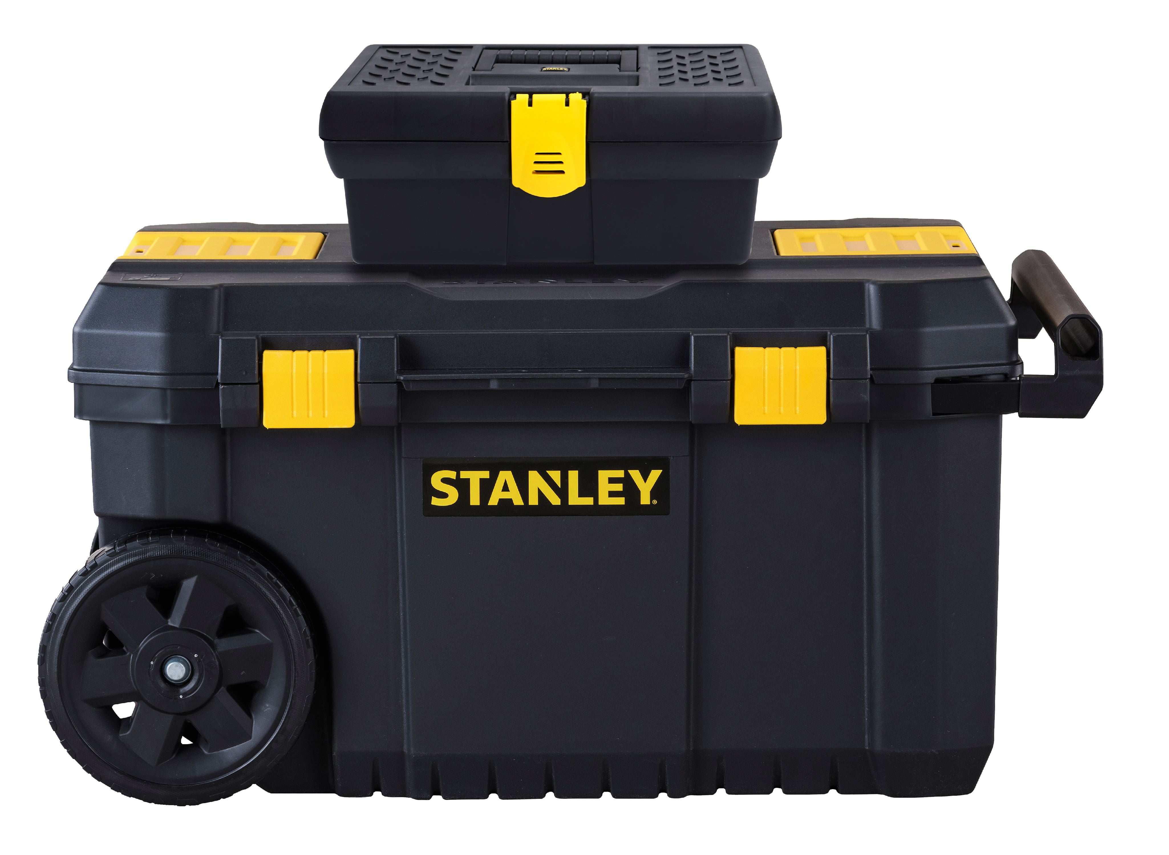 STANLEY 13 Gallon Rolling Chest and Interlocking13 Inch Tool Box Model 