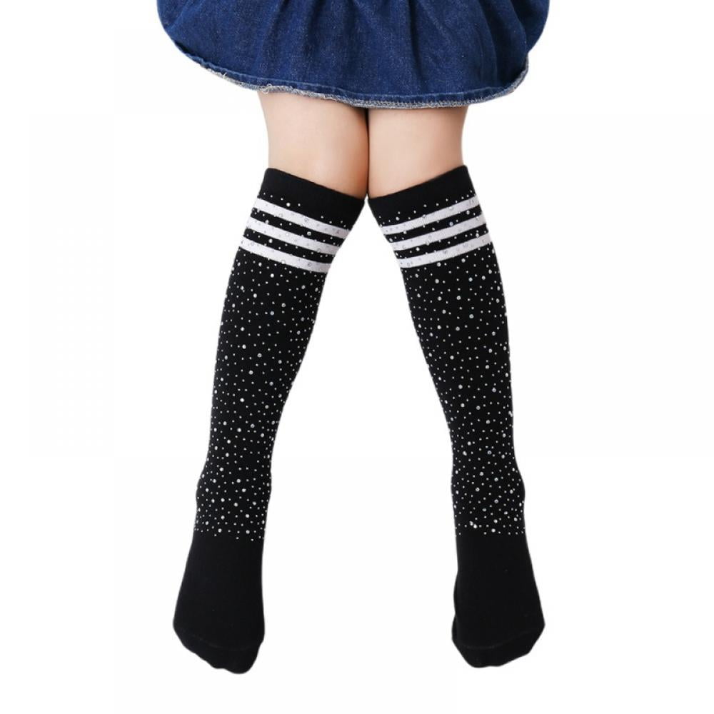 Little Girls's Sparkle Rhinestone Stocking Shiny Socks Over Knee High