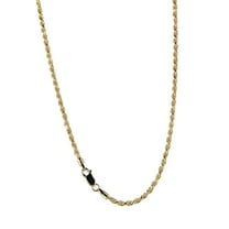 Solid 925 Sterling Silver 14K Gold Plated 22 inch 2.8MM Diamond Cut Rope Chain Necklace Italy Men & Women MST Suitable All Ages