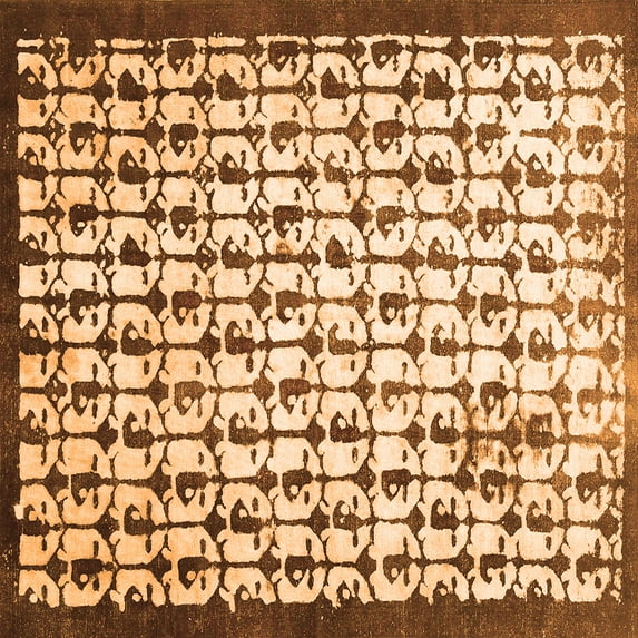 Ahgly Company Indoor Square Abstract Orange Contemporary Area Rugs, 8' Square
