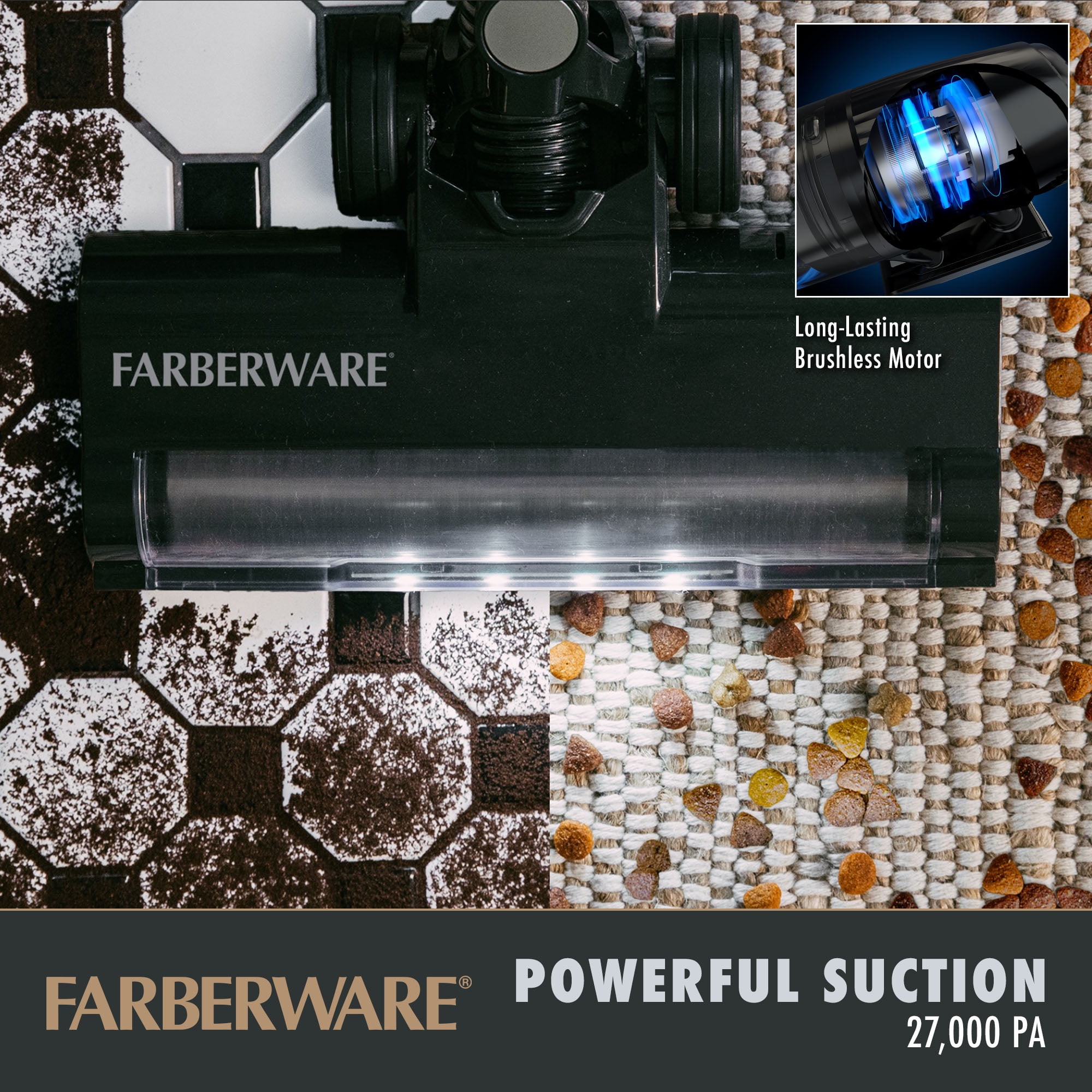 Farberware Cordless Elite Stick Vacuum Cleaner, Powerful Suction with 3 Speeds for Carpet and Hard Floors, Converts to Handheld Vacuum, LED Screen