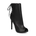thumbnail image 1 of Liliana DK65 Women Leatherette Peep Toe Lace Up Back Zip Stiletto Bootie, 1 of 5