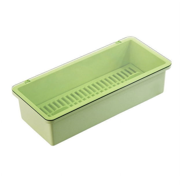 Kitchen Plastic Storage Box Chopsticks Box Refrigerator Fruit Drain Storage Containers - Green