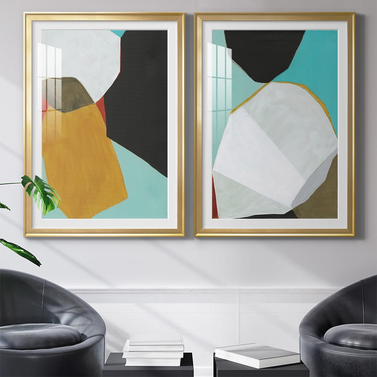 Wexford Home Graphica I Premium Framed Print, 26.5" x 36.5" - Ready to Hang, Gold (Set of 2)