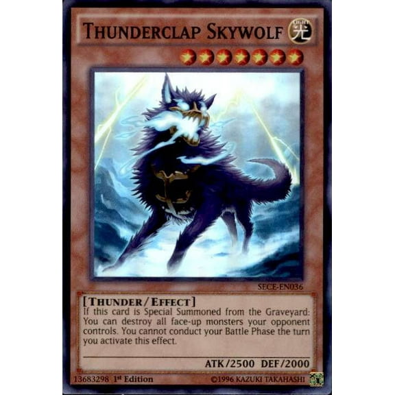 YuGiOh Secrets of Eternity Super Rare Thunderclap Skywolf SECE-EN036
