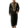 thumbnail image 7 of IWRICH Men's Gold Embroidery Long Kaftan Gown Arabic Abaya Dress Thobe Middle East Saudi Arab Kaftan Black XL, 7 of 7