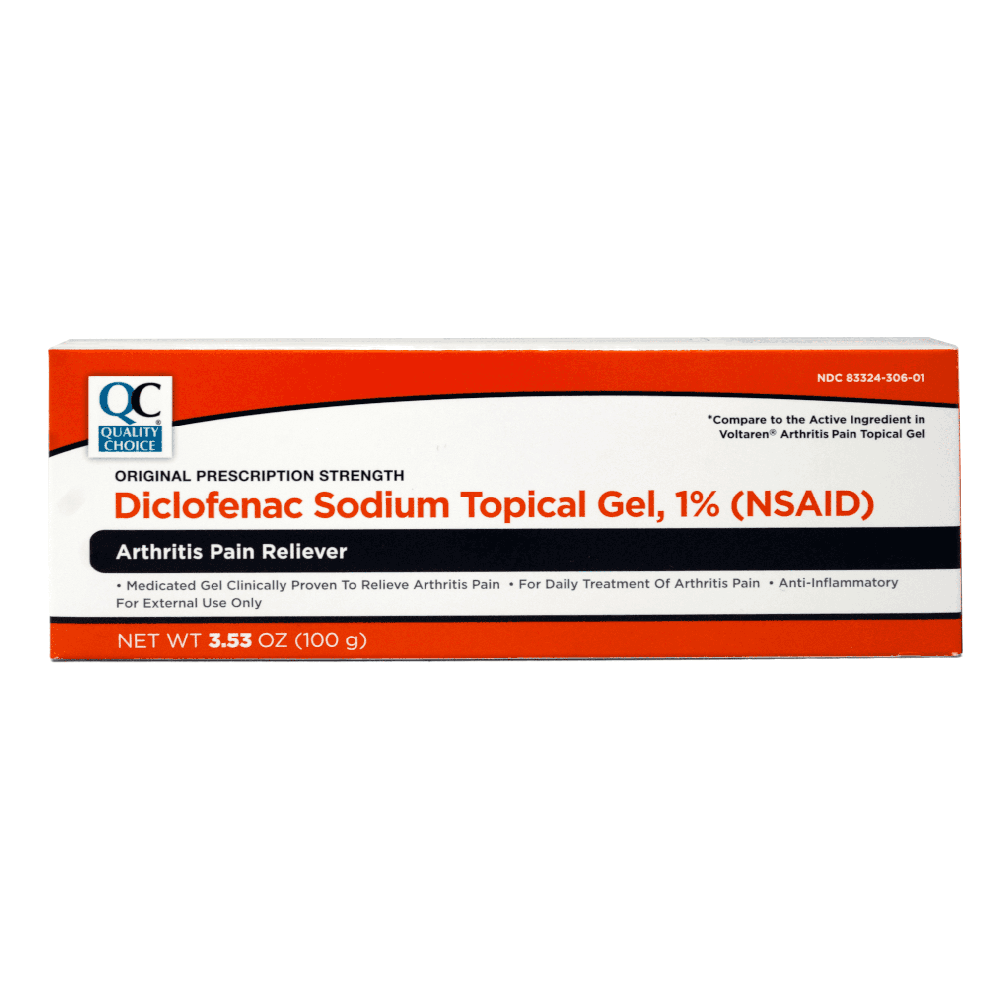 QC Diclofenac Sodium Topical Gel Anti-Inflammatory for Arthritis Pain 3.53 oz
