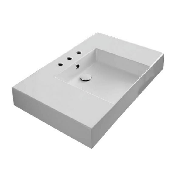 Nameeks Scarabeo 5151-Three Hole Teorema 2.0 Plus 31-1/2" Rectangular Ceramic Wall Mount /