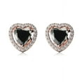 thumbnail image 2 of 14k Rose Gold Halo Heart Black Sapphire Stud Earrings Plated by Paris Jewelry, 2 of 4