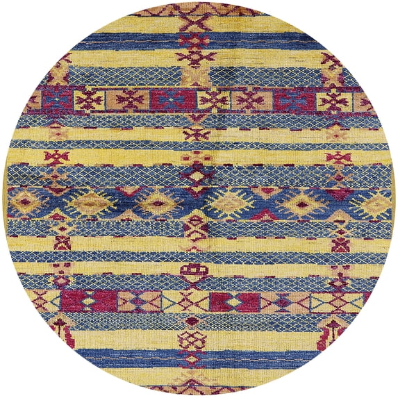 Ahgly Company Machine Washable Indoor Round Industrial Modern Purple Haze Purple Area Rugs, 3' Round