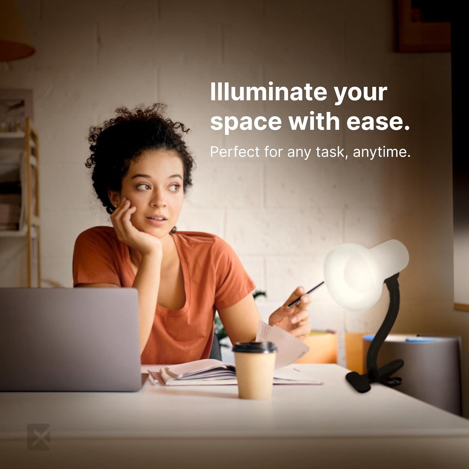 Xtricity Clip on Desk Lamp with 6W A19 LED Bulb Included, 120 Volt, 10.25 Inches, White (2 Pack)