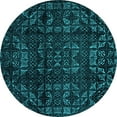 thumbnail image 1 of Ahgly Company Indoor Round Abstract Turquoise Blue Modern Area Rugs, 3' Round, 1 of 4