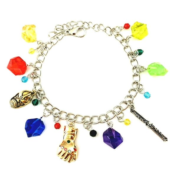 Avengers Infinity War Thanos Stones Superhero Comic Movie Fashion Goldtone Novelty Charm Bracelet
