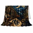 thumbnail image 2 of Enchanted Moonlit Astronomy Scene Vintage Books Crystals Luna, Peaceful Mountain Lake Scene, Warm Flannel Blanket for Cabin and Lodge, Outdoor Lovers Camping Gift, Rustic Home Decor, 2 of 9