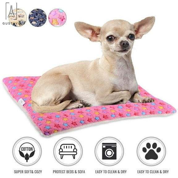 Gustave Dog Pet Sleep Mat Soft Warm Reversible Fleece Crate Bed Mat Kennel Pad Cage Cushion for Large Small Medium Dog Cat "Pink, S"