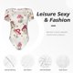 thumbnail image 4 of Fotbe Floral Mushroom Body de Mujer con Cuello Redondo y Mangas Cortas, Sin Mangas Ajustado, Suave, Cómodo y Básico-X-Large, 4 of 7