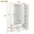 thumbnail image 4 of 3-Door Mirror Wardrobe with Shelves & 2 Drawers, Wardrobe Closet with 3 Doors,  Wood Armoire Wardrobe Closet, Clothes Storage Cabinet Organizer, White, 4 of 6