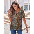 thumbnail image 3 of WQD Women’s Summer V Neck Blouse Short Sleeve Floral Print Top Casual Loose Fit Business Dressy Work Shirt, 3 of 6