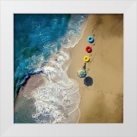 Ambra 12x12 White Modern Wood Framed Museum Art Print Titled - hi summer