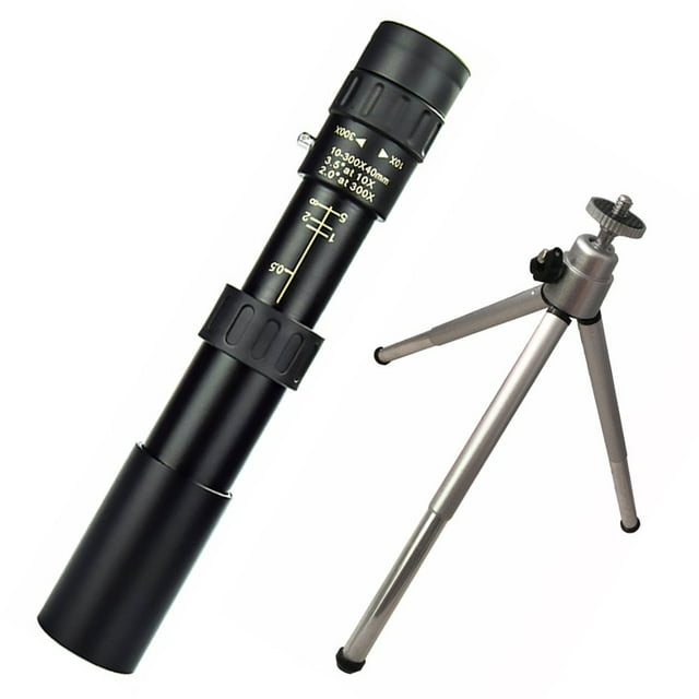 LNGOOR Portable Refractor Telescope with Equatorial Mount for Outdoor Use Black 10-300 Times X 40mm