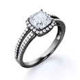 thumbnail image 4 of JeenMata Anillo de Compromiso de 1,25 Quilates con Corte de Cojín de Moissanita, Halo y Cuerpo Dividido, Chapado en Oro Negro de 18 K sobre Plata, 4 of 6