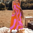 thumbnail image 3 of Abstract Pink Orange Wavy Lines Sleeveless Dress Loose Women's Dress Dresses Luxury Evening Dresses, 3 of 9