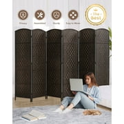 JOSTYLE Room Divider 6ft. Tall Extra Wide Extra Wide Privacy Screen, Folding Privacy Screens with Diamond Double-Weave Room dividers and Freestanding Room Dividers Privacy Screens (Espresso, 6-Panel)